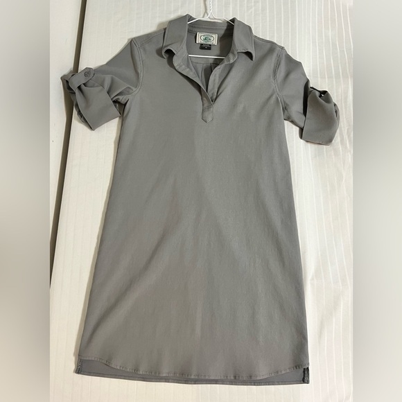 McCulley’s (Highlands, NC) roll tab sleeve collared shirt dress. Gray XS - Picture 15 of 16